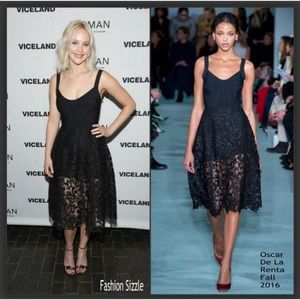 Oscar de la Renta knit dress with lace skirt